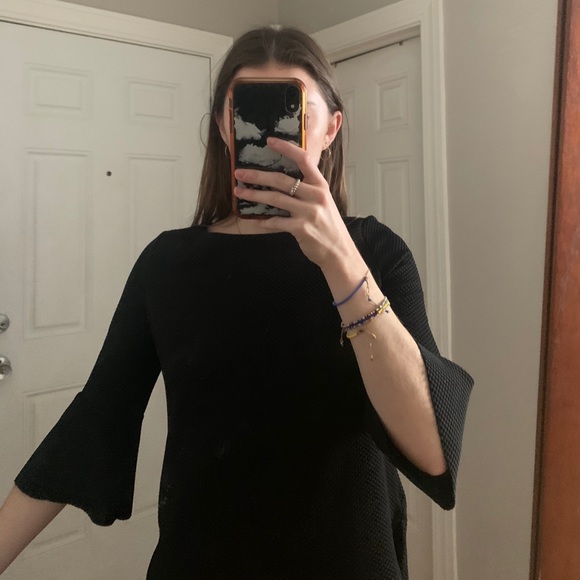 Zara Boxy Waffle Blouse with Bell Sleeves - Picture 3 of 3